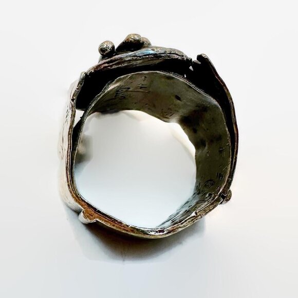 Turquoise Ring, Coral, Sterling Silver, Native American, Navajo, Signed, Joe Tso - Picture 8 of 8